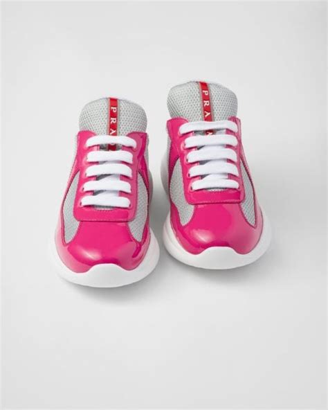 Peony Pink Prada America's Cup Biker Fabric Sneakers 